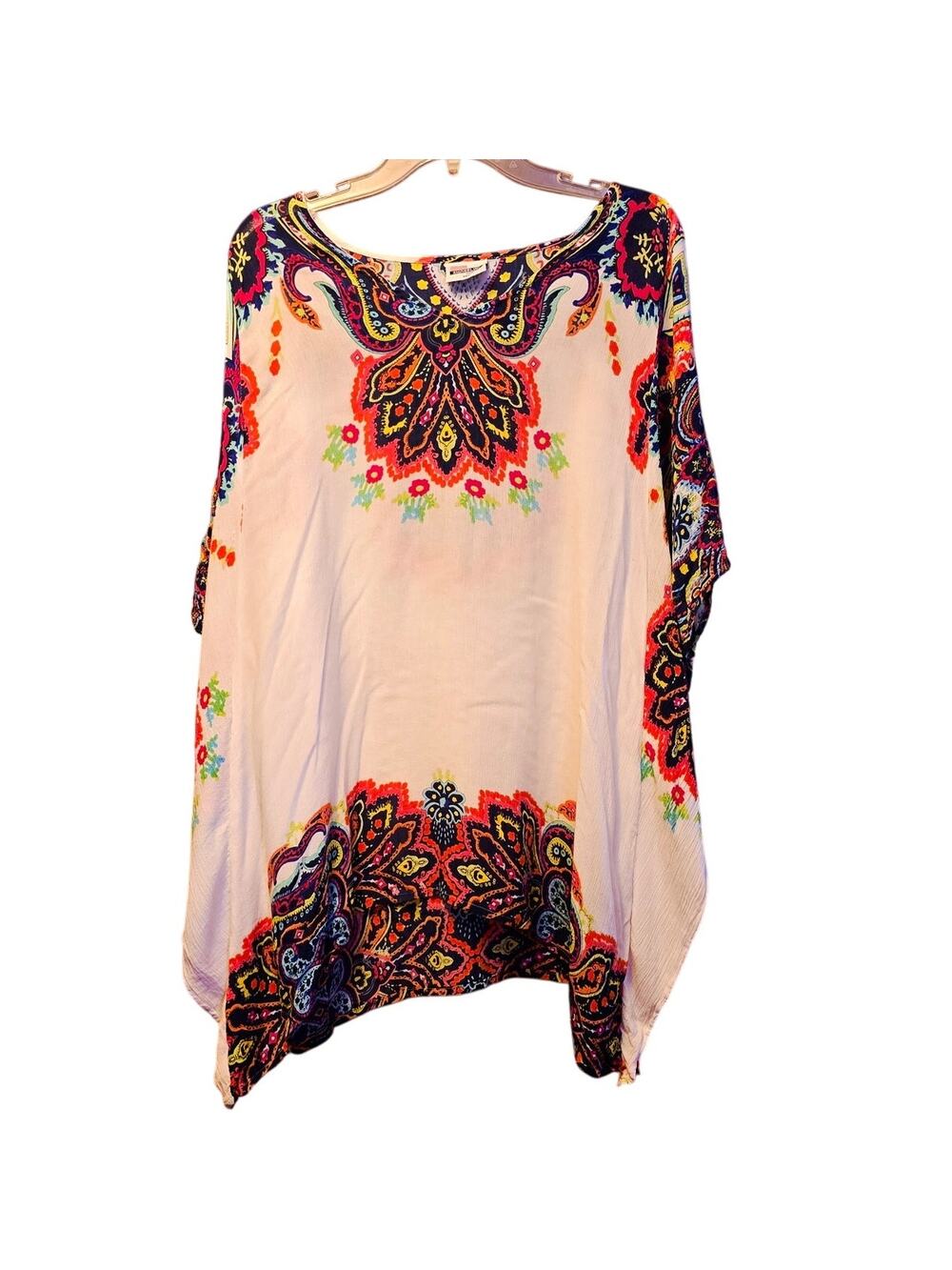 Shoreline bright print flowy boho blouse size 1x